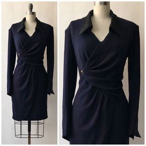 Louis Feraud Navy Wool Vintage 90sDress 10